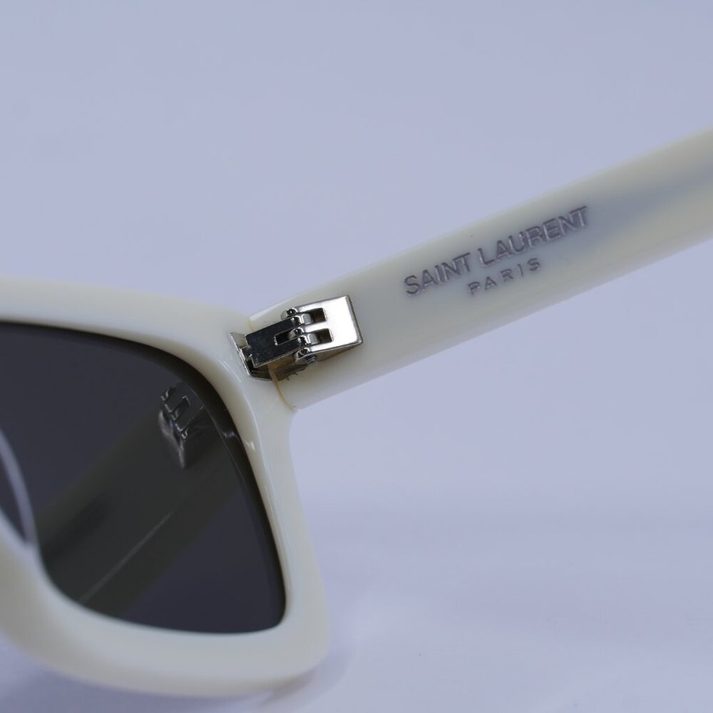 Saint Laurent SL461 BETTY 020 Sunglasses Ivory Rectangle Frame, Grey Lenses - Picture 10 of 13
